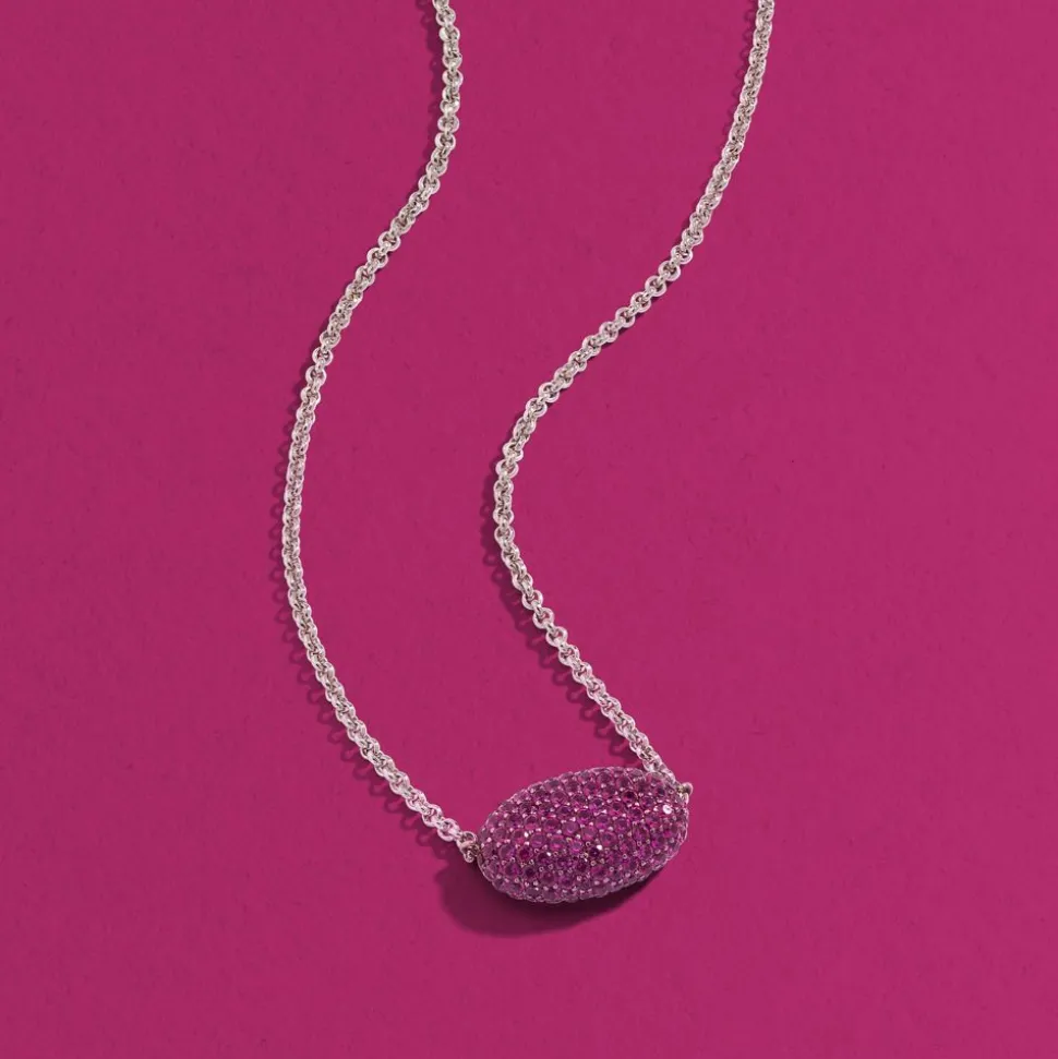 APM Monaco Fuchsia Oval Adjustable Necklace- Necklaces
