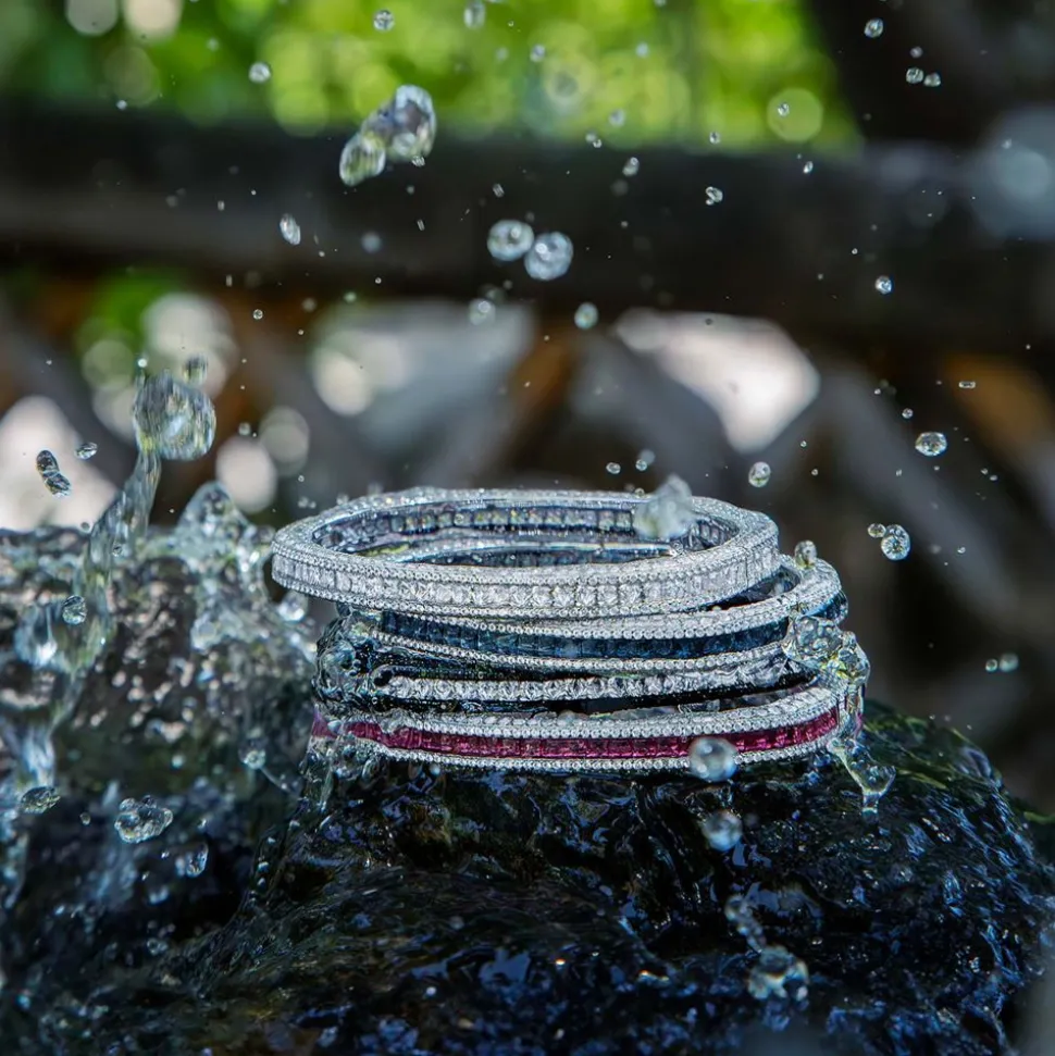 APM Monaco Fuchsia Pave Bangle- Bracelets
