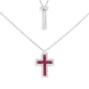 APM Monaco Fuchsia Pave Cross Adjustable Necklace- Necklaces