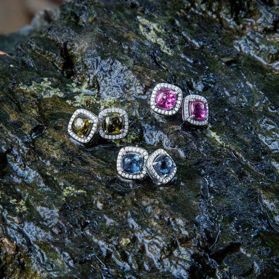 APM Monaco Fuchsia Square Stud Earrings- Earrings