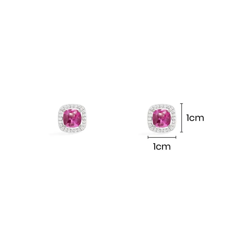 APM Monaco Fuchsia Square Stud Earrings- Earrings