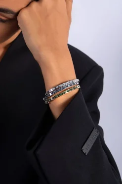 APM Monaco Green & White Heart Bangle- Bracelets