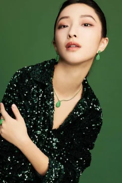 APM Monaco Green Drop Earrings- Earrings