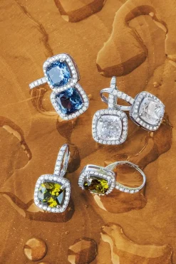 APM Monaco Hoop Earrings With Square Stones- Earrings