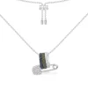 APM Monaco Khaki And Blue Safety Pin Adjustable Necklace- Necklaces