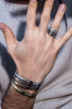 APM Monaco Khaki Bonheur Morse Code Bangle- Bracelets