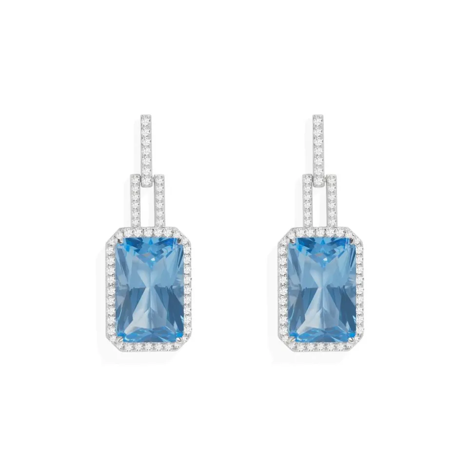 APM Monaco Long Statement Lagoon Blue Earrings- Earrings
