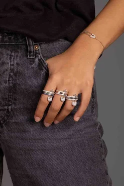 APM Monaco Love, Smile, Bonheur Triple Hoop Safety Pin Ring- Rings