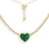 APM Monaco Malachite Heart Adjustable Necklace With Beads- Necklaces