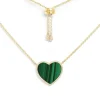 APM Monaco Malachite Heart Adjustable Necklace- Necklaces