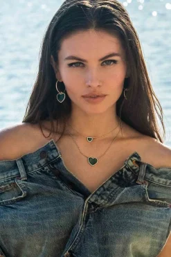 APM Monaco Malachite Heart Adjustable Necklace- Necklaces