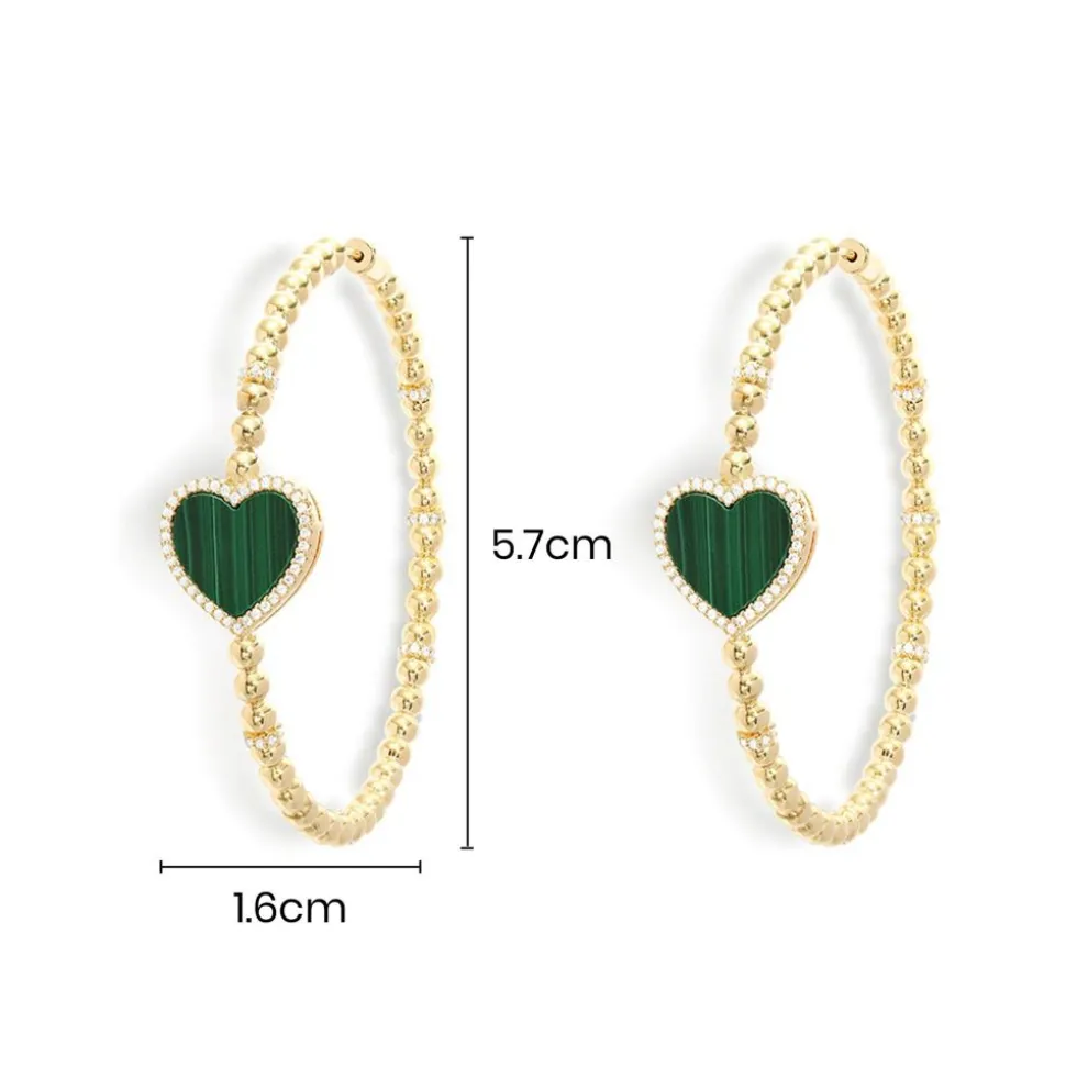 APM Monaco Malachite Heart Hoop Earrings- Earrings