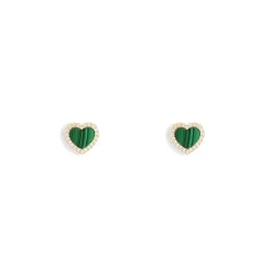 APM Monaco Malachite Heart Stud Earrings- Earrings