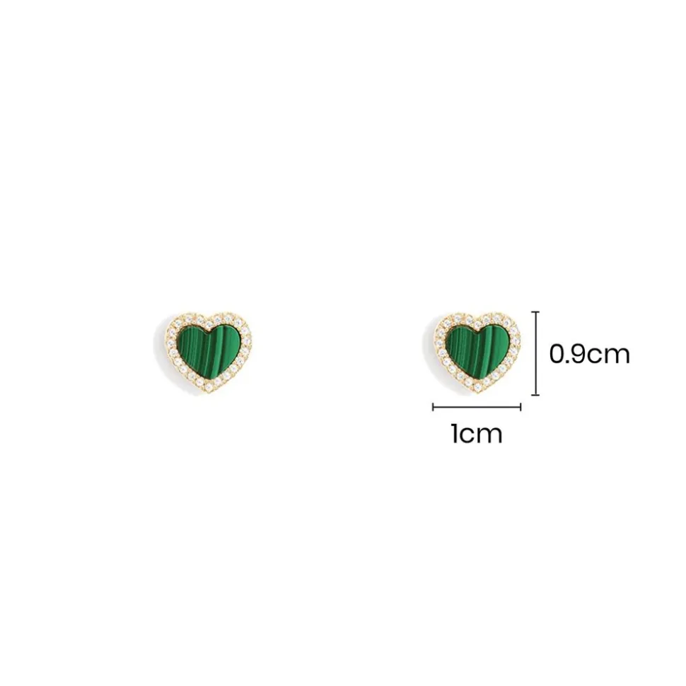 APM Monaco Malachite Heart Stud Earrings- Earrings