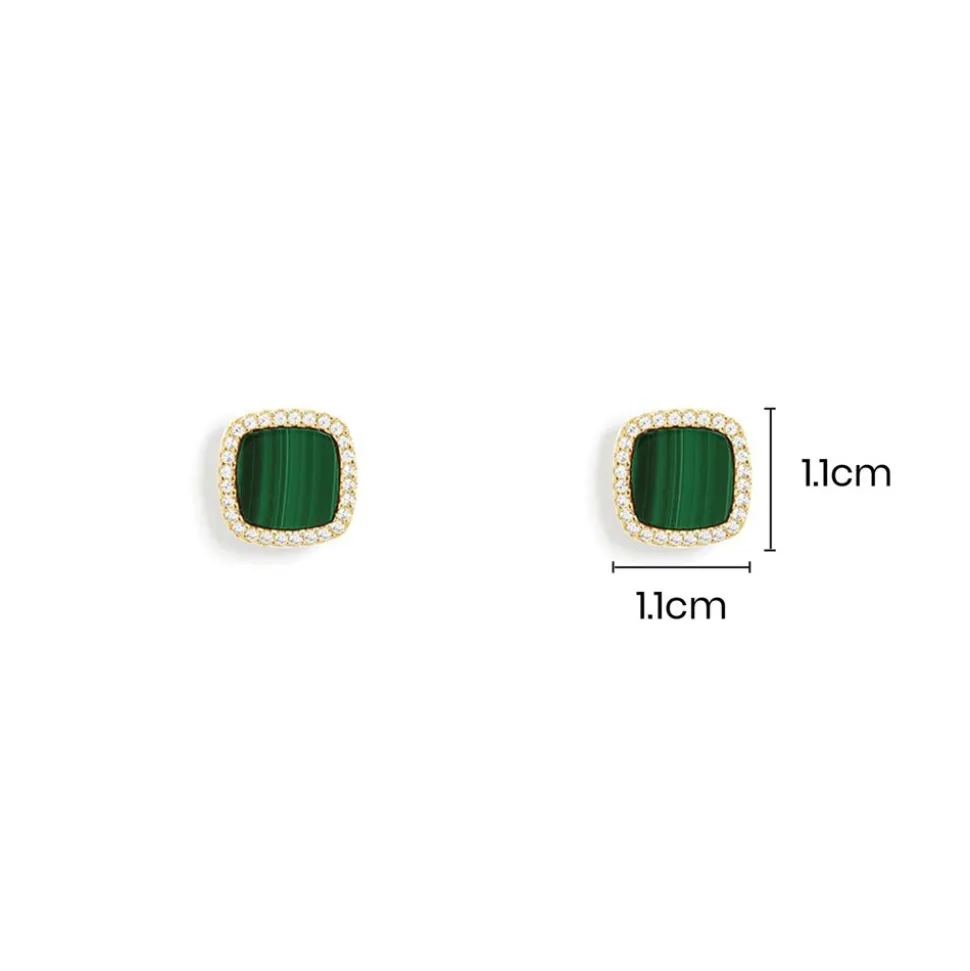 APM Monaco Malachite Stud Earrings- Earrings