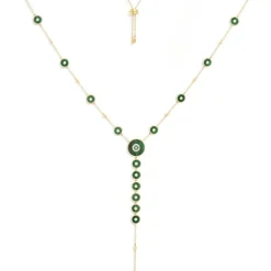 APM Monaco Malachite Y-Drop Adjustable Necklace- Necklaces