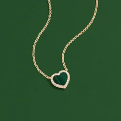 APM Monaco Mini Malachite Heart Adjustable Necklace- Necklaces