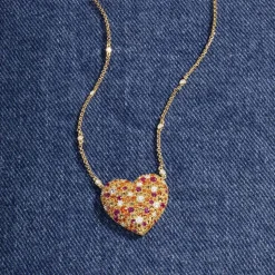 APM Monaco Multicolor Heart Adjustable Necklace- Necklaces