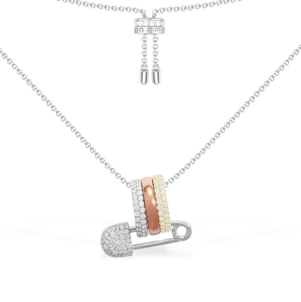 APM Monaco Multicolor Safety Pin Adjustable Necklace- Necklaces