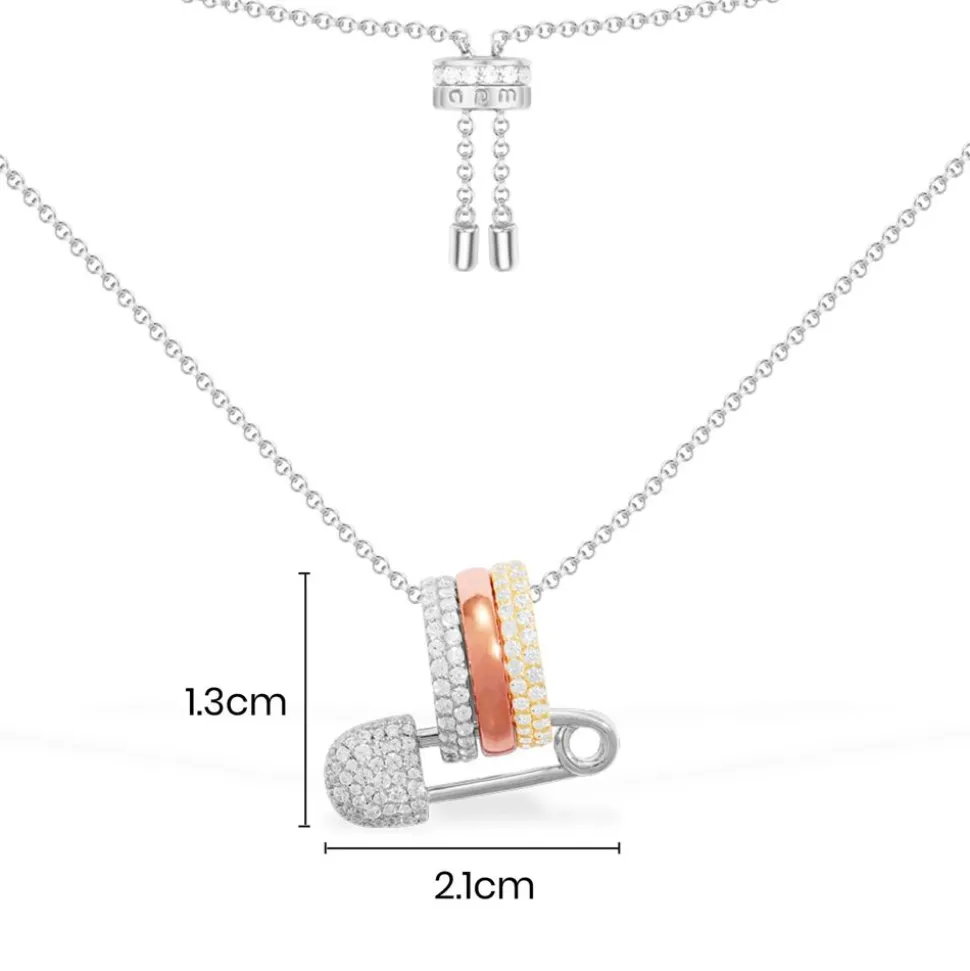 APM Monaco Multicolor Safety Pin Adjustable Necklace- Necklaces