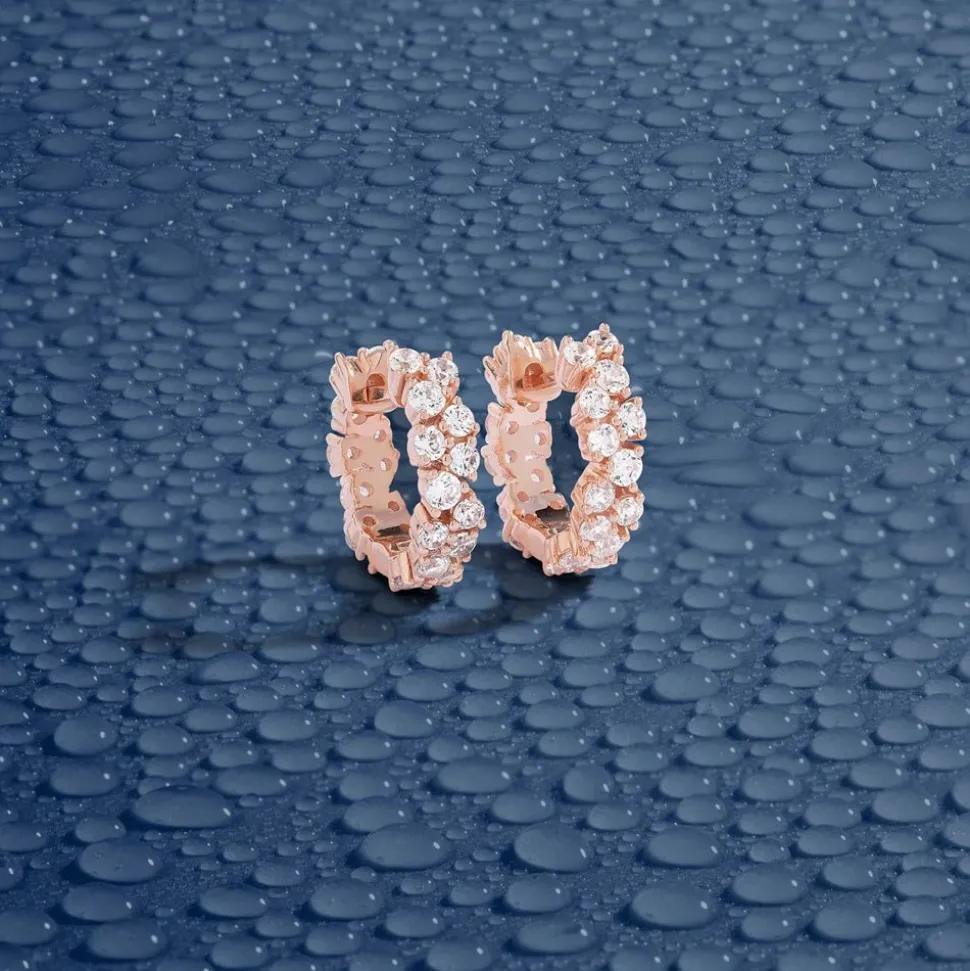 APM Monaco Pave Huggie Earrings- Earrings