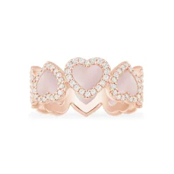 APM Monaco Pave Pink Nacre Full Heart Ring- Rings