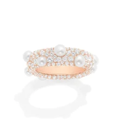 APM Monaco Pave Ring With Pearls- Rings