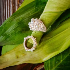 APM Monaco Pave Ring With Pearls- Rings