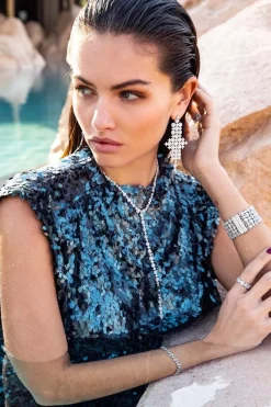 APM Monaco Pave Statement Meteorites Drop Earrings- Earrings