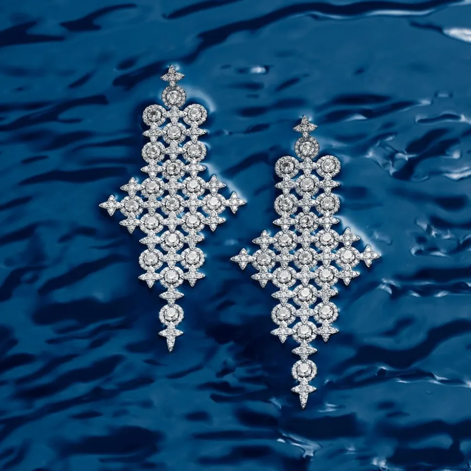 APM Monaco Pave Statement Meteorites Drop Earrings- Earrings