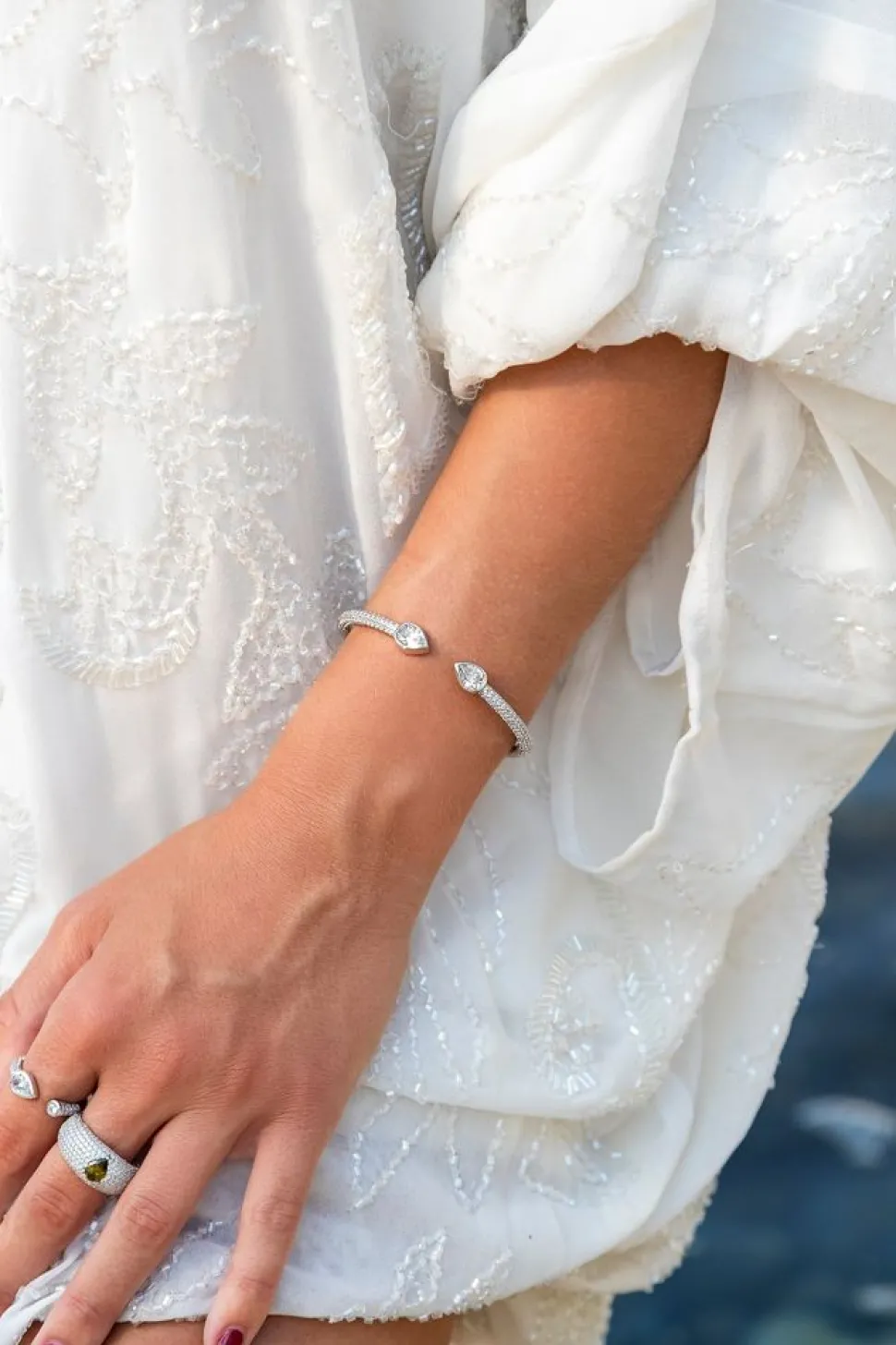 APM Monaco Pear Stones Cuff- Bracelets