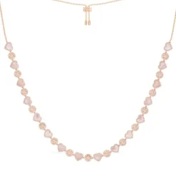 APM Monaco Pink Nacre Heart & Dot Adjustable Necklace- Necklaces
