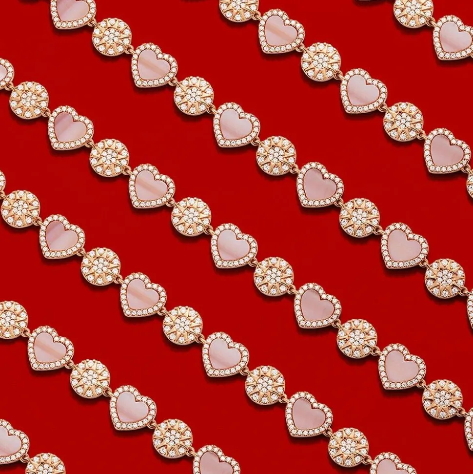 APM Monaco Pink Nacre Heart & Dot Adjustable Necklace- Necklaces