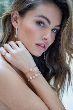 APM Monaco Pink Nacre Heart & Dot Adjustable Bracelet- Bracelets
