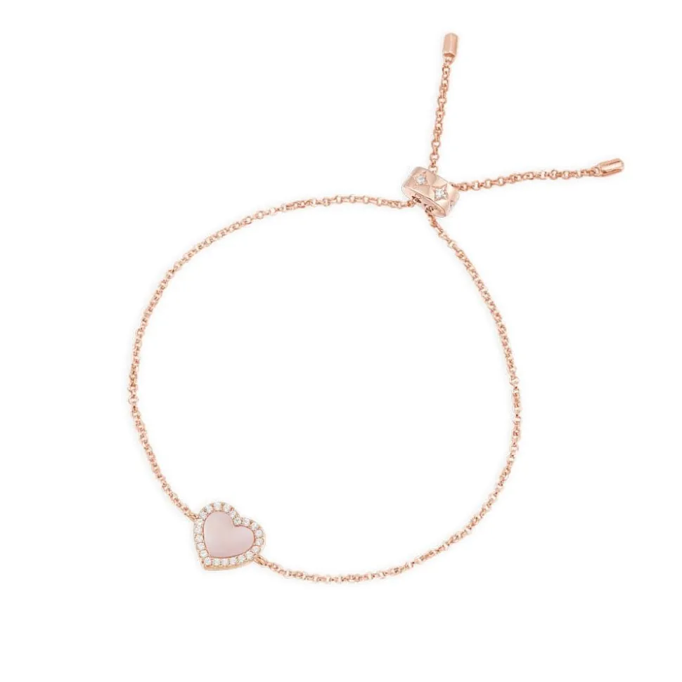 APM Monaco Pink Nacre Heart Adjustable Bracelet- Bracelets