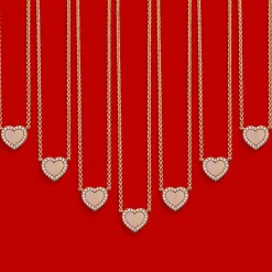 APM Monaco Pink Nacre Heart Adjustable Necklace- Necklaces