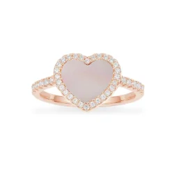 APM Monaco Pink Nacre Heart Ring- Rings