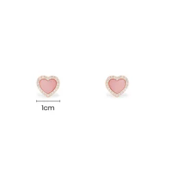 APM Monaco Pink Nacre Heart Stud Earrings- Earrings