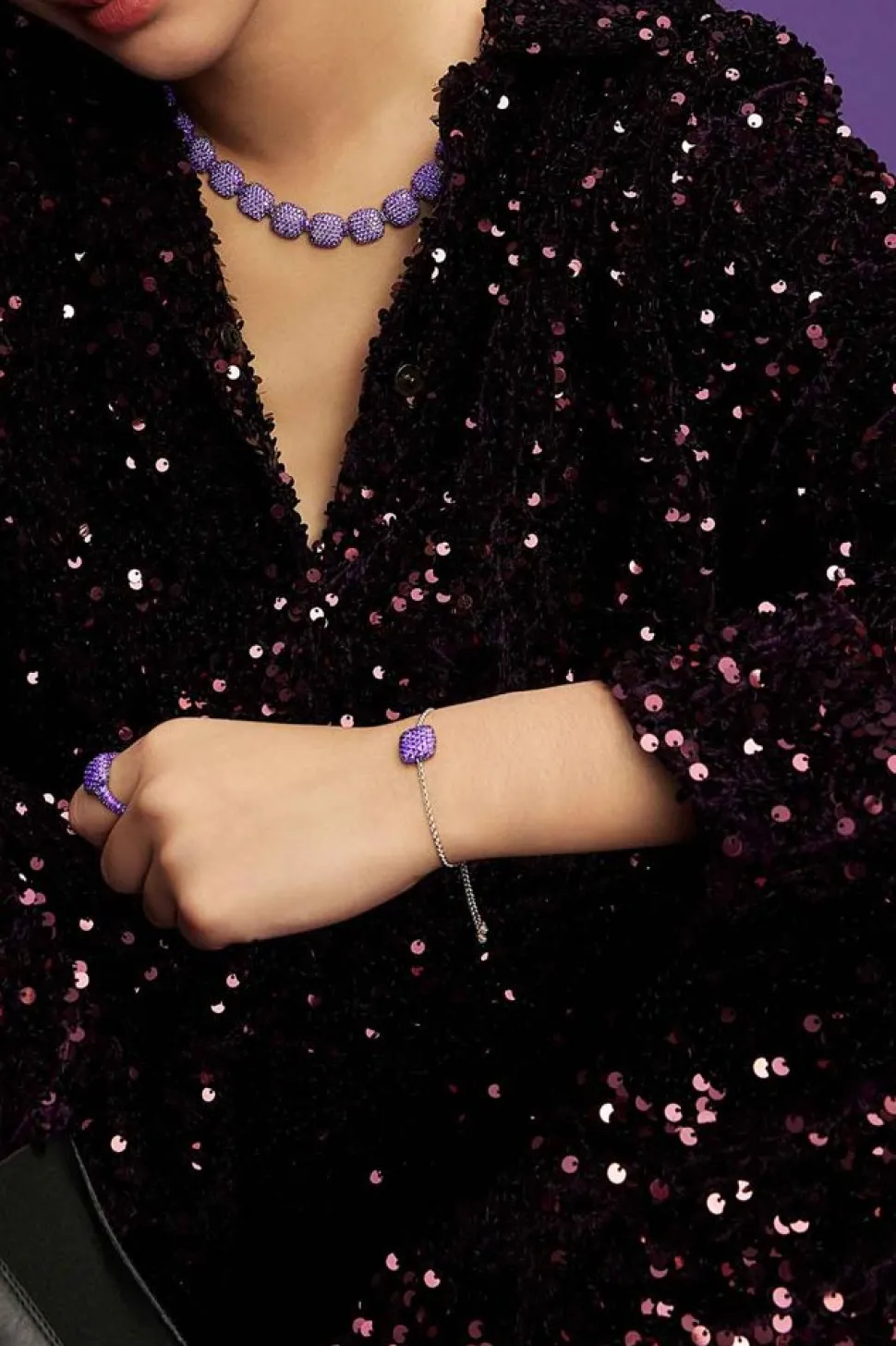 APM Monaco Purple Square Adjustable Bracelet- Bracelets
