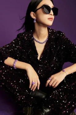 APM Monaco Purple Square Choker- Necklaces