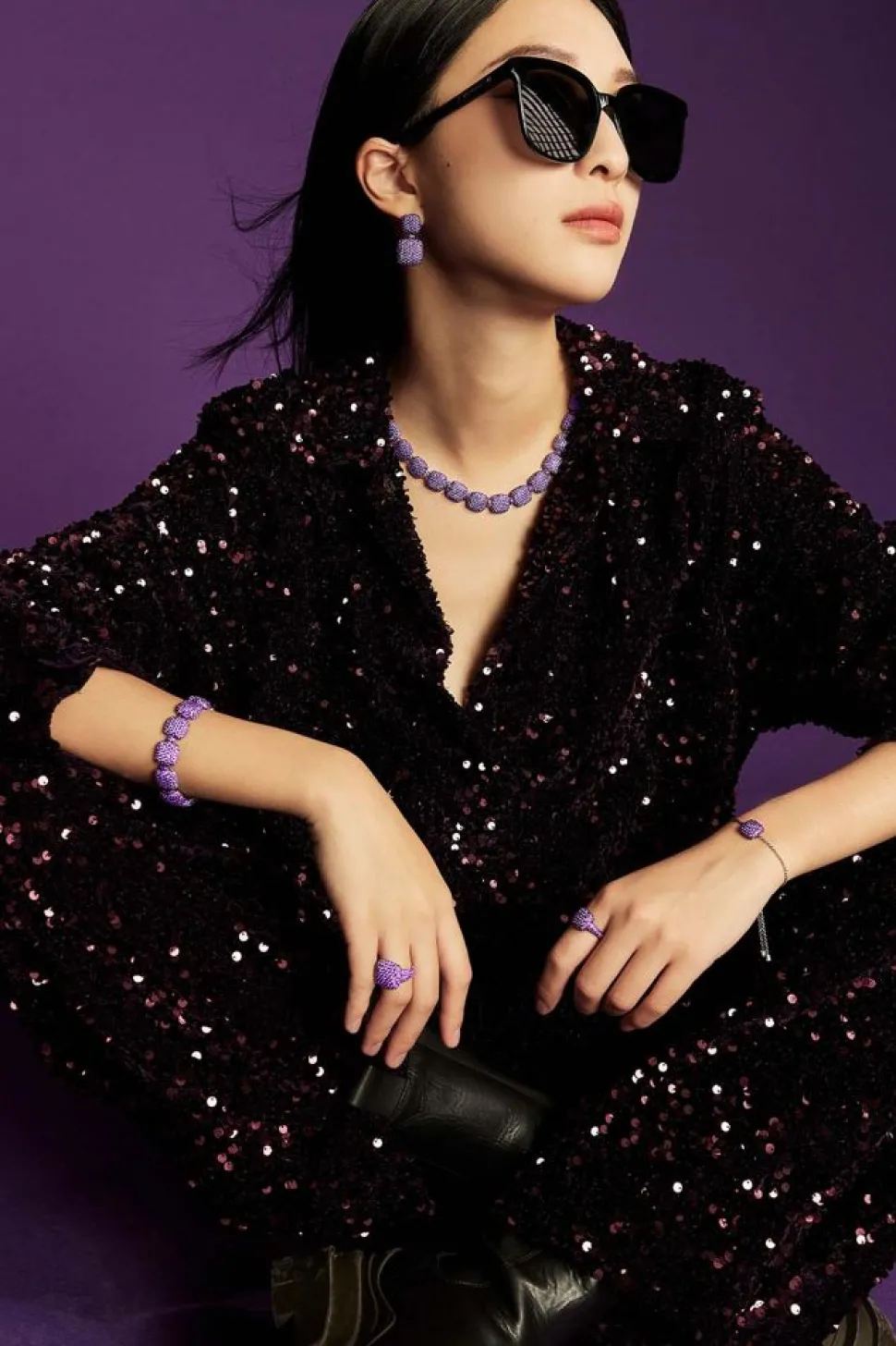 APM Monaco Purple Square Ring- Rings