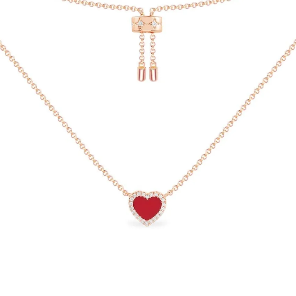 APM Monaco Red Heart Adjustable Necklace- Necklaces