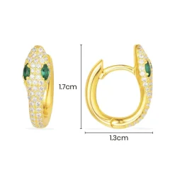 APM Monaco Serpent Huggie Earrings With Green Stones- Earrings
