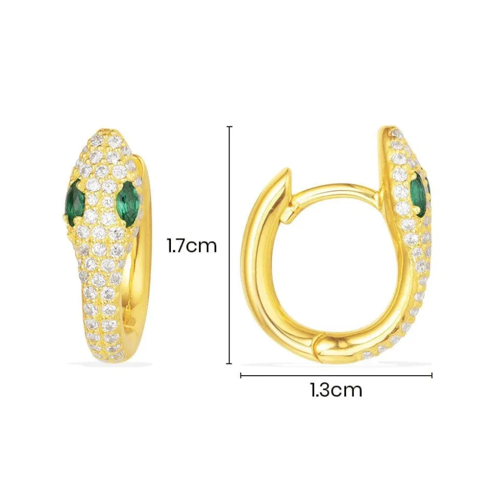 APM Monaco Serpent Huggie Earrings With Green Stones- Earrings