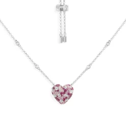 APM Monaco Small Fuchsia Heart Adjustable Necklace- Necklaces