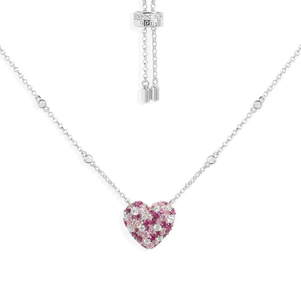 APM Monaco Small Fuchsia Heart Adjustable Necklace- Necklaces