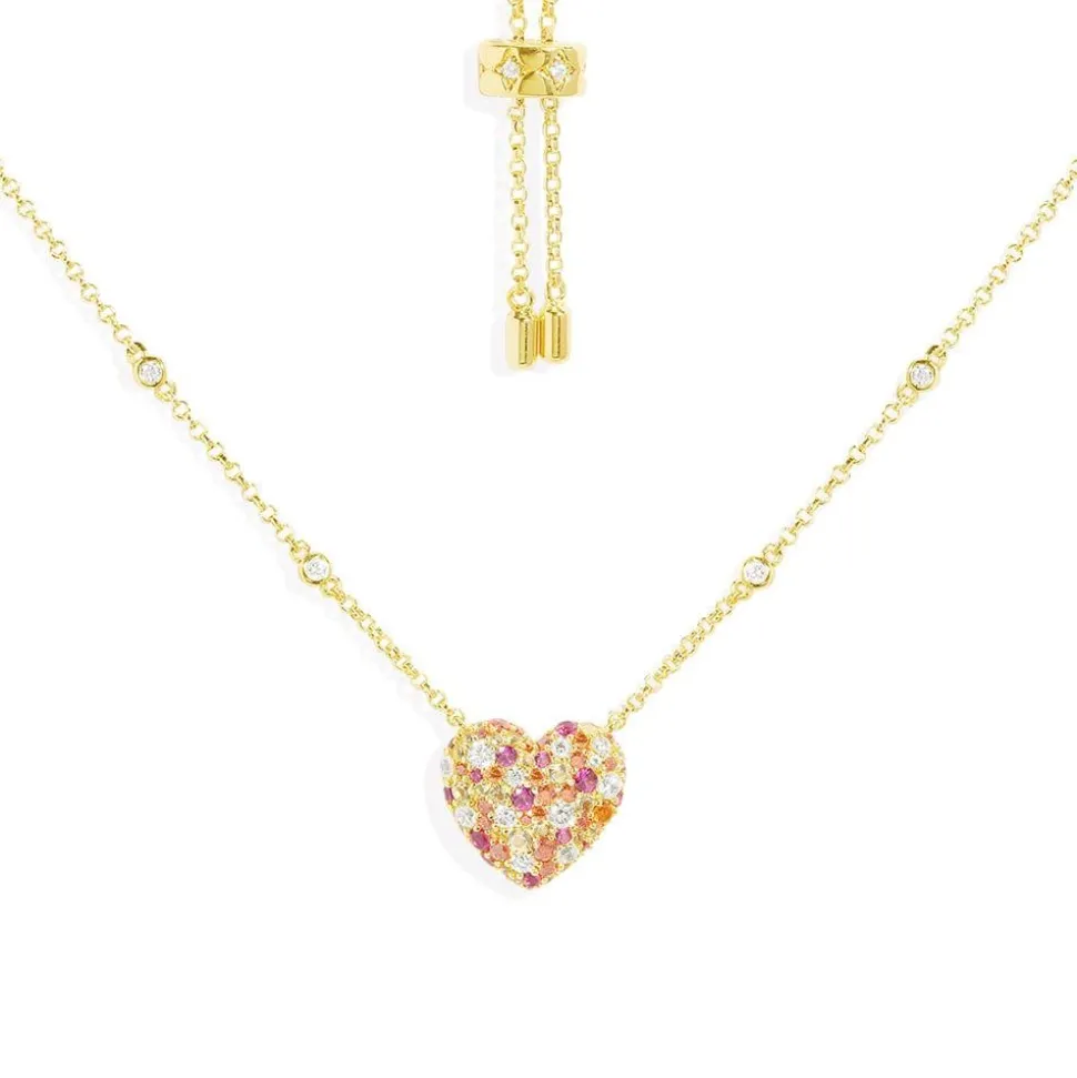 APM Monaco Small Multicolor Heart Adjustable Necklace- Necklaces