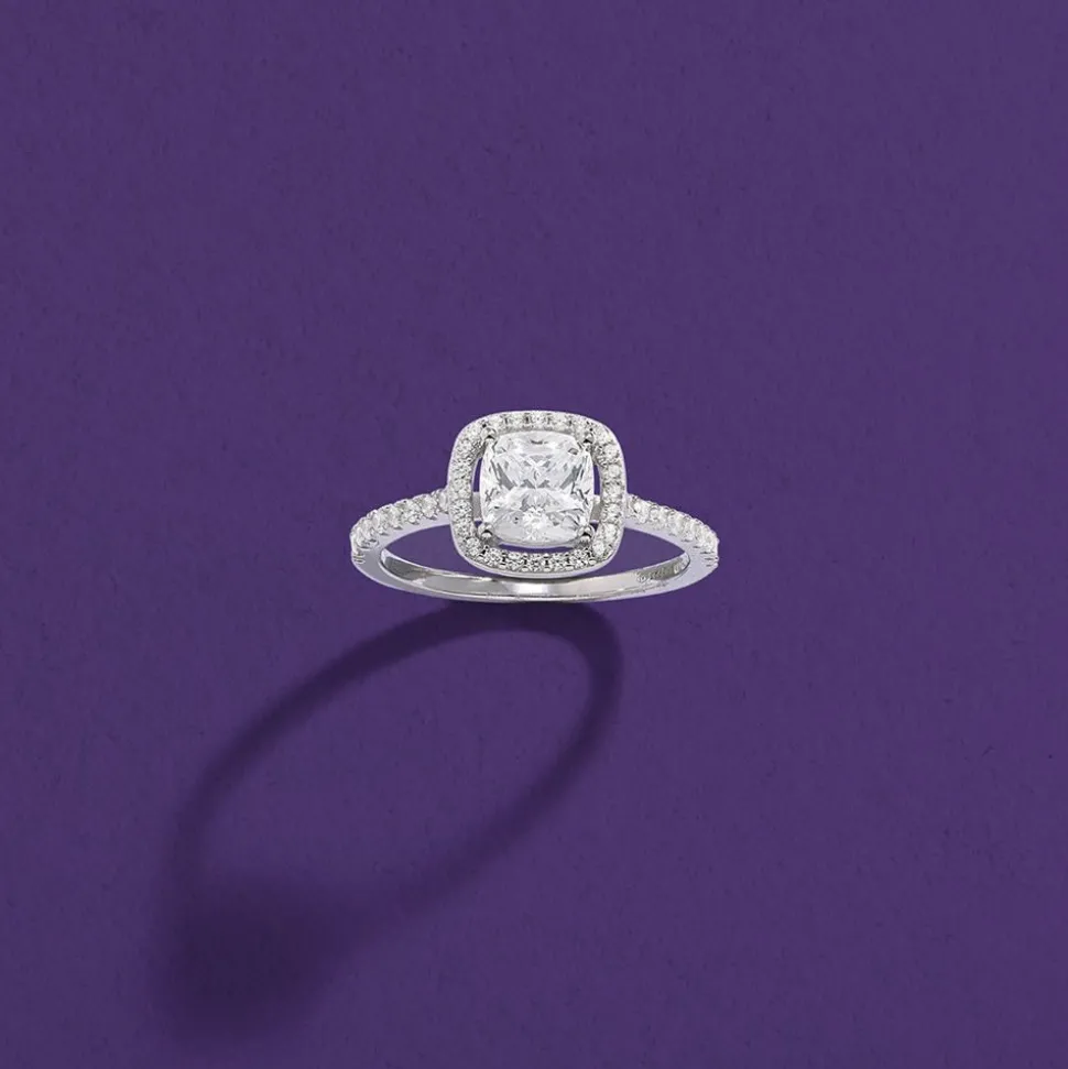 APM Monaco Small Square Pave Ring- Rings