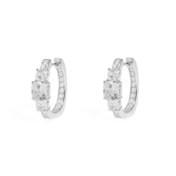 APM Monaco Square Pave Hoop Earrings- Earrings