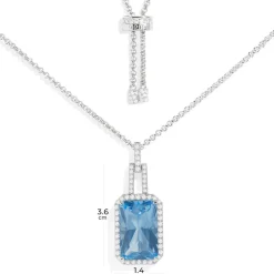 APM Monaco Statement Adjustable Necklace With Lagoon Blue Pendant- Necklaces